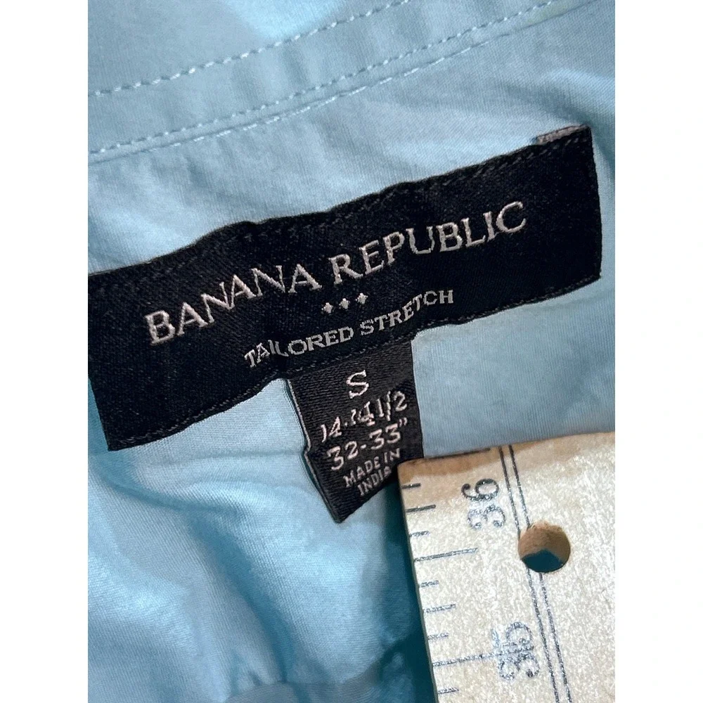 Banana Republic‎ Size Small Tailored Stretch Mens Light Blue Dress Shirt